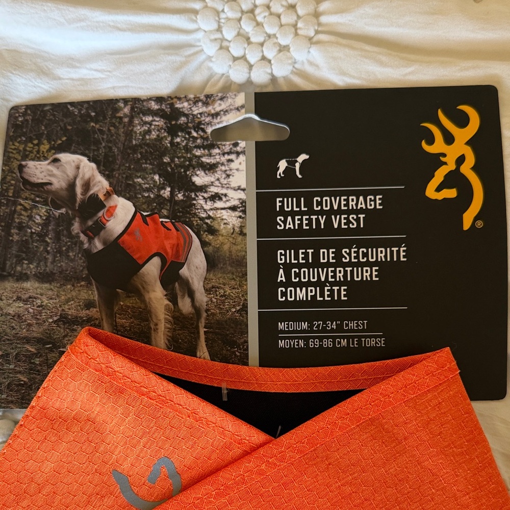 ✅NWT-Browning brand High-Visibility Orange FULL COVERAGE SAFETY VEST for Dogs. M
